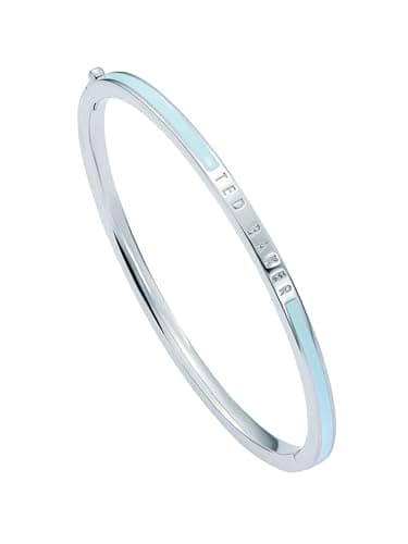 Image of Ted Baker Roley Classic Colour Enamel Slim Bangle for Women (Silver/Pale Blue)