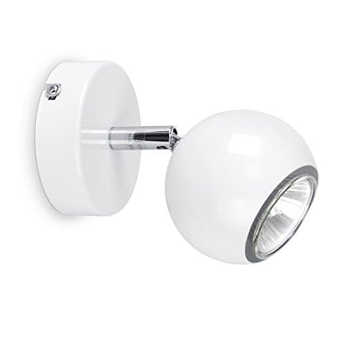 Image of MiniSun | Modern Single Eyeball Wall Spotlight in Gloss White Finish | Ceiling Lighting, Home Décor & Improvement Essential | Mains Wired