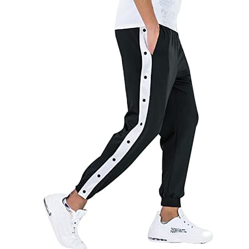 Image of Generisch Men's Jogging Bottoms Modern Buttoned Basketball Training Jogging Bottoms with Elastic Cuffs Trousers Men's Short Blue, White, XL