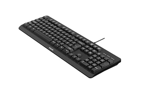 Image of Philips SPK6207BL Wired Keyboard, Plug and play USB, Water Resistant, Multimedia shortcut keys, home office, PC/laptop