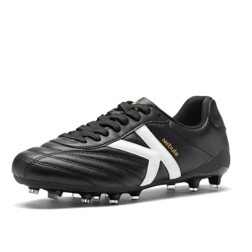 Image of Men's Football Boots Firm/Artificial Ground Shoes Outdoor Cleats Athletics Sneakers Professional Wear-Resistence Soccer Shoes Black 8.5 UK