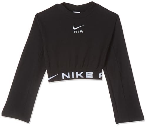 Image of NIKE FD2966-010 G NSW AIR LS TOP MIXED MTRL Sweatshirt Girl's BLACK/WHITE Size M