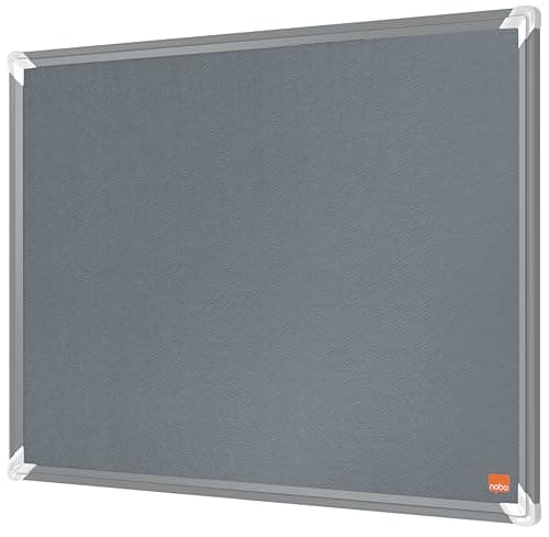 Image of Nobo Premium Plus Felt Notice Board 600x450mm – Grey | Small Pin Board for Wall, Office Noticeboard, Display Board, Felt Memo Board, Vision Board, Mood Board, EU Ecolabel Certified
