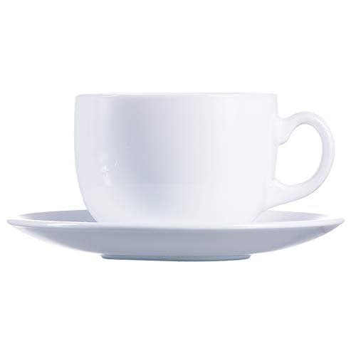 Image of Luminarc Diwali Round 18pc Opal Glass Dinner Set Dinnerware Tableware Plates (12pc Cup & Saucer Set, White)