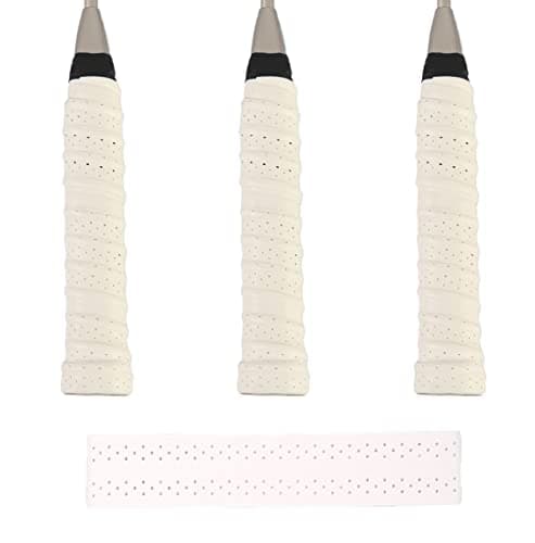 Image of ILLUVA 3 Pack Racket Grip Tape, Anti Slip Tennis Overgrips Absorbent Badminton Squash Replacement Racket Grip(White)