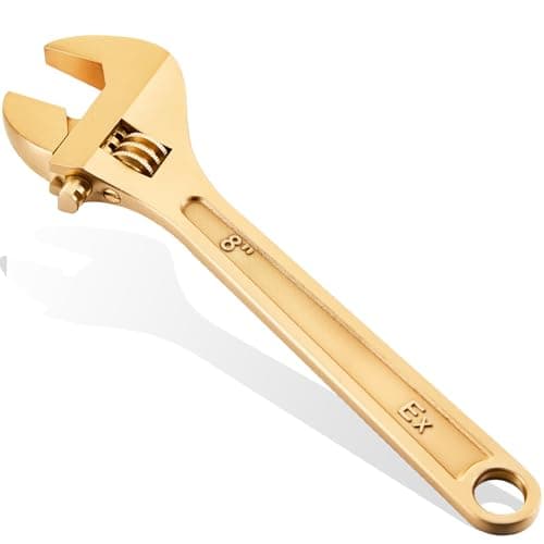 Image of Hicarer Non Sparking Wrench, 8 Inch Spark-Free Adjustable Spanner - Aluminum Bronze Anti-Magnetic & Corrosion-Resistant Tool for Flammable Gas, Chemical Plant, Open Max 24 mm