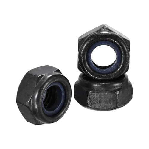 Image of Kozelo 35Pcs Nylon Locking Hex Nuts - [M10-2], Carbon Steel Hardware Nuts, Black, for Automotive, Aerospace, Industrial Applications Use