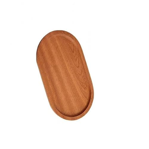 Image of Handcrafted Rustic Oval Wooden Serving Tray, 20x12cm Small Wood Tray for Cheese Charcuterie Coffee Dessert Snack Bread Fruit - Ebony Wood