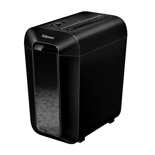 Image of Fellowes LX65 Cross Cut Paper Shredder, Shreds 10 Sheets into 4x40mm Particles, Manual Operation, for Home or Office - Black
