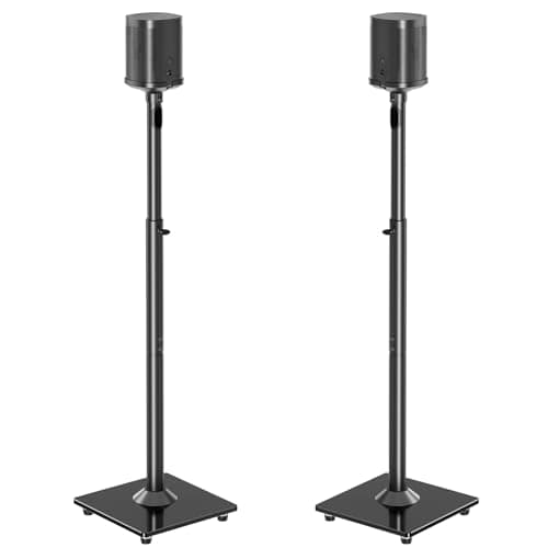 Image of ELIVED Speaker Stands Pair for Sonos ERA100, Sonos One, One SL, Play:1, Adjustable Height Up to 1103mm, Rear Surround Sound, Floor Standing Holder with Cable Management, 5KG Loading, EV5024
