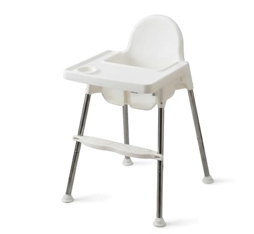Image of Adjustable 3-in-1 Baby Highchair Infant High Feeding Seat Toddler/Children Table Chair with Safety Belt and Footrest, White, Beech Wood