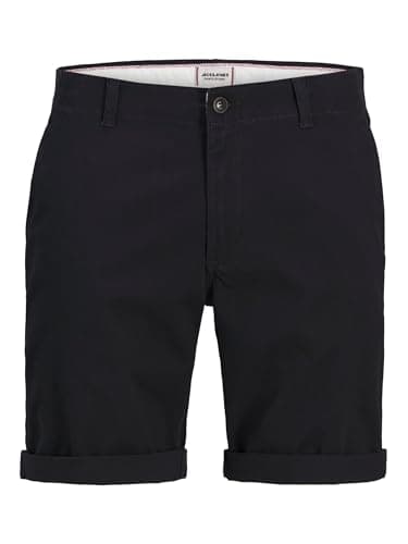 Image of JACK & JONES Mens Classic Chino Shorts, Smart Casual Cotton Shorts for Men, Comfortable Regular Fit with Zip Fly Shorts, Plus Size Waist, Navy Colour, UK Size - W40