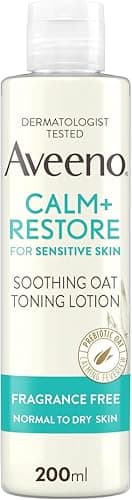 Image of Aveeno Face Calm+Restore Soothing Oat Toning Lotion (1 x 200ml), Fragrance-Free Face Care with Prebiotic Oat & Calming Feverfew, Leaves Skin Ultra Refreshed, Suitable for Sensitive Skin