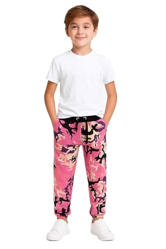 Image of A2Z 4 Kids Boys Girls Trouser Jogging Joggers Pants Tracksuit Sweatpants Bottom - Fleece Trouser Camo Baby Pink 9-10.