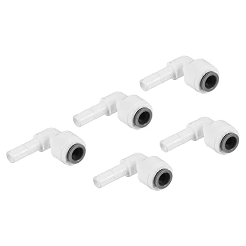 Image of PATIKIL 1/4" Water Pipe Stem Elbow Connector, 5 Pack 90 Degree Push to Connect Water Line Fitting for RO Water System, White