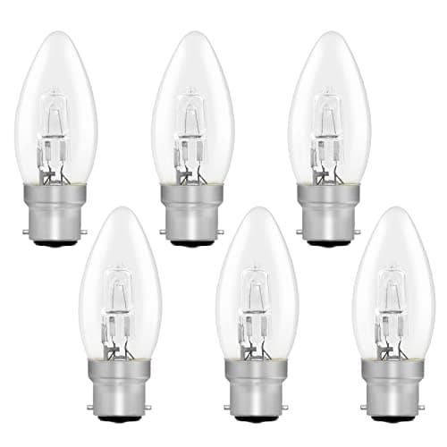 Image of SCNNC B22 C35 Candle Light Bulb 28W, BC B22 Candle Bulbs Bayonet 230V Dimmable, Warm White 2700K Clear Candle Bulb for Chandeliers, Wall Lights, Pack of 6
