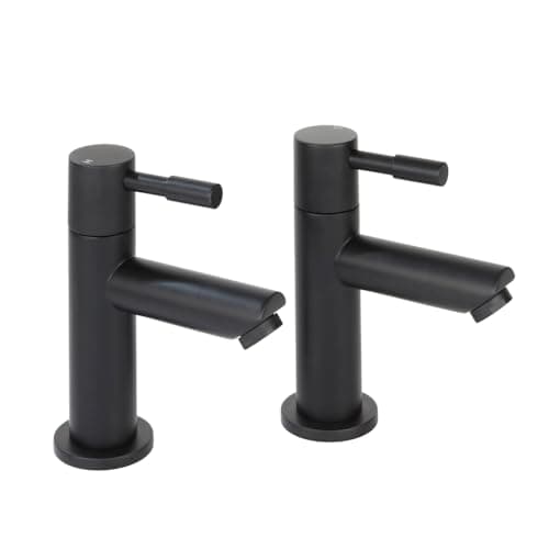 Image of Milano Nero Bathroom Bath Pillar Taps - Black