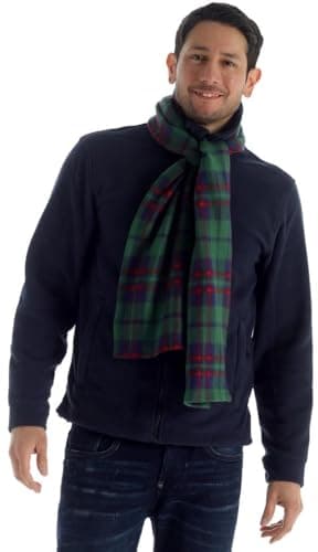 Image of Adore Super Soft, Cosy and Warm Tartan Check Fleece Scarf Scarves with Tassles (GREEN)