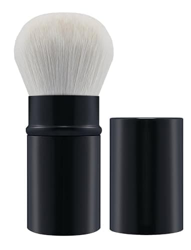 Image of HAPPITON Retractable Kabuki Airbrush - All-in-One Face Makeup Brush for Liquid, Cream & Powder - Aluminum Handle