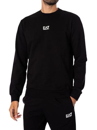 Image of EA7 Men's Centre Logo Sweatshirt, Black/White, L