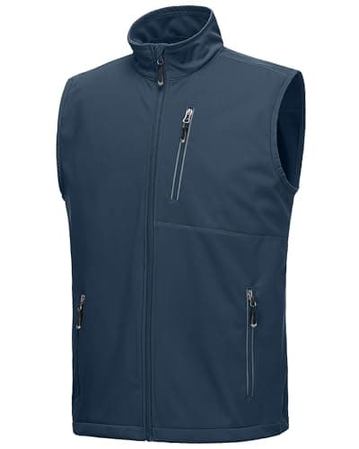 Image of 33,000ft Men's Lightweight Softshell Gilet, Windproof Waterproof Outerwear Vest Gilets Sleeveless Jacket for Cycling Running Hiking Golf Travel Midnight Blue 3XL
