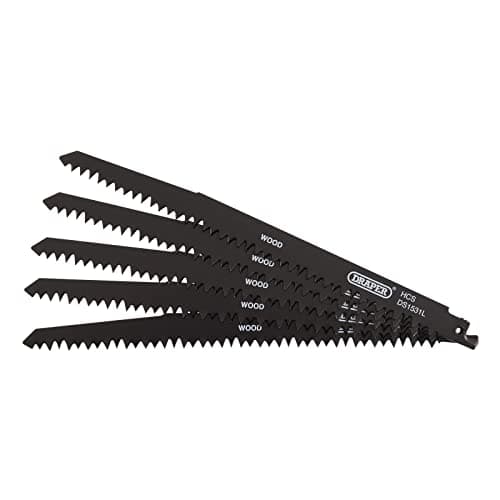 Image of Draper 38803 Reciprocating Saw Blades for Wood Cutting, 240mm, 5tpi (Pack of 5)