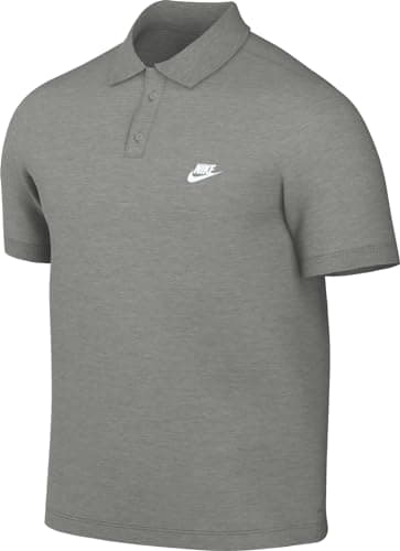 Image of Nike FN3894-063 Club Polo Shirt Men's DK Grey Heather/White Size S