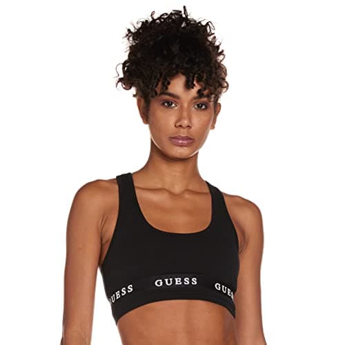 Image of Guess Women's Active Stretch Jersey Sports Bra, Opaque, Jet Black, XS