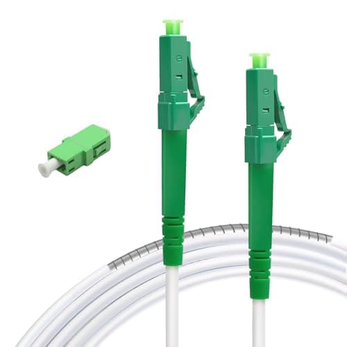 Image of Vesperia 1m(3.3ft) Armored Network Fibre Optic Cable LC/APC to LC/APC OS2 Simplex Singlemode 9/125μm LSZH FTTH 3.0mm Patch Cord Fiber Cables with Adapter Coupler