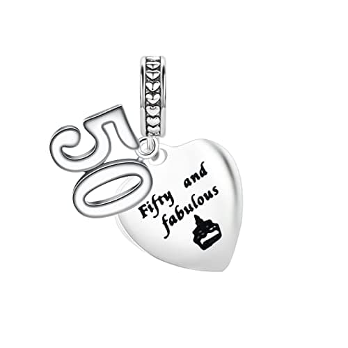 Image of SBI Jewelry Gift for 50 Happy Birthday Charm for Pandora Bracelets Necklace 50 Number Charm Gift for Women Mum Birthday Jewellery Gifts