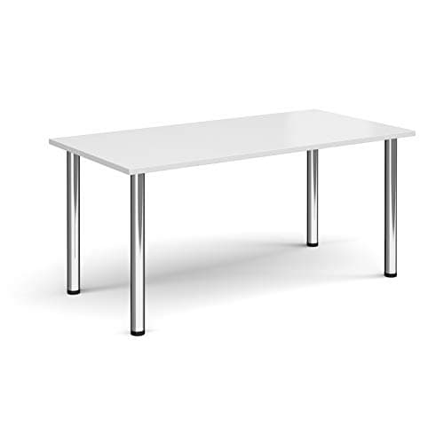 Image of Mr Office Rectangular radial leg meeting table - chrome legs, White, 1600