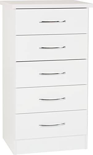 Image of Seconique Nevada 5 Drawer Narrow Chest in White Gloss