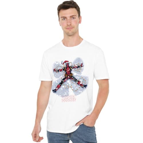 Image of Marvel Deadpool Christmas Snow Angel Unisex T Shirt, White, XX-Large