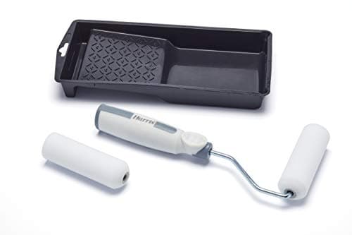 Image of Harris Seriously Good Woodwork Mini Roller Set 4in, Tray, Roller Frame, Gloss Roller Sleeves