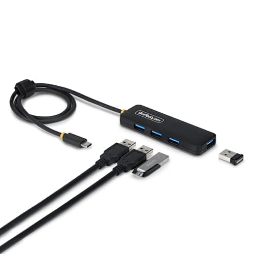 Image of StarTech USB-C 4-Port Hub, SuperSpeed 5Gbps, 4 × USB-A Adapter, Bus-Powered Portable Hub with Extra Long 2 ft Cable, Plug-and-Play for MacBook, Dell, Chromebook, PC & Peripheral Devices
