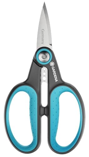Image of Gardena HerbCut: Stainless Steel herb Scissors for Cutting Herbs with Woody Stems, 52 mm Blades, Handles Made from Recycled Plastic, with Leaf Stripper for Herbs Like Rosemary (12214-20)