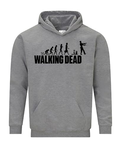 Image of Snapit Walking Dead Zombie TV Show Inspired Hoodie -Quality printed Men's Hoodie for Kids/Women/UK Men - Unisex Hooded Jumper with Kangroo Pockets Grey