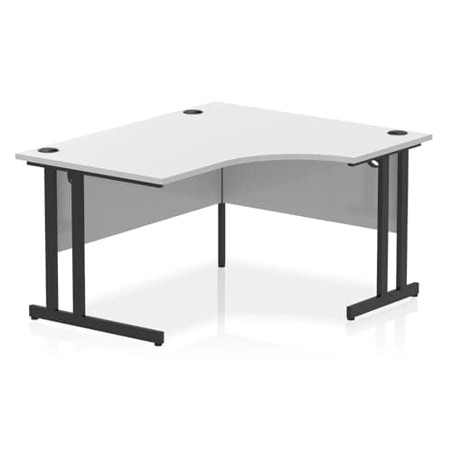 Image of Mr Office Impulse Right Crescent Desk, Black Cantilever Leg, White, 1400