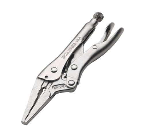 Image of Eclipse Professional Tools E6LN Long Nose Locking Pliers with Wire Cutters 6"/150mm, Silver