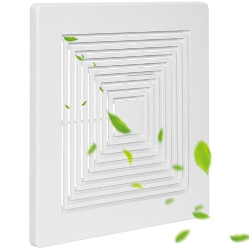 Image of TIHCXNY 9x9" Bathroom Exhaust Fan Cover (1 Pack) Matte White Grille Spring Square Ceiling or Wall Mount Exhaust Fan Replacement Part for BP90 BP46 689 688 671 670 663 Bathroom Vent Cover