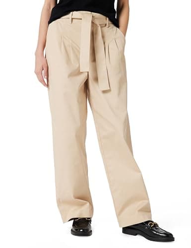 Image of Calvin Klein Jeans Women's Cotton Twill Belted Trouser LV044D639G Casual Pants, Brown (Charming Khaki), S
