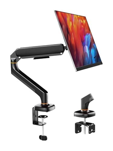 Image of Ibergrif Single Monitor Arm Desk Mount for 13-32 Inch Screen, Ergonomic Height Adjustable Gas Spring Bracket, Tilt, Swivel, Rotation Monitor Stand with Cable Management, VESA 75/100mm, MA001 -Black