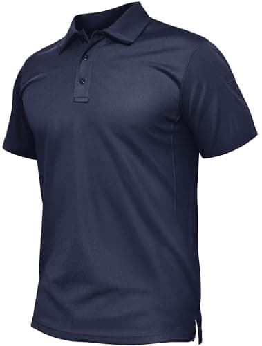 Image of TACVASEN Lightweight Polo Shirts for Men Short Sleeve Work Polo T-Shirt Quick Dry Golf Tops Tactical Combat Shirt Navy Blue,XL