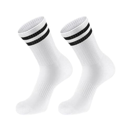 Image of Ladies Socks Funny Athletic Crew Socks With Classic Stripes Design Ideal For Sports School And Casual Wear Comfortable Fit