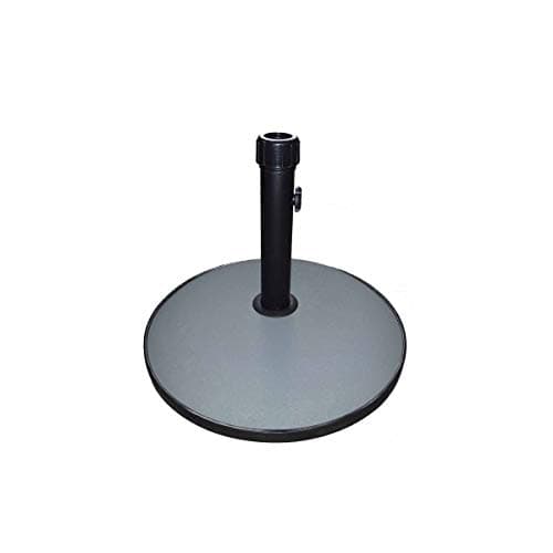 Image of CHARLES BENTLEY Outdoor, Garden, Patio 15Kg Round Concrete Parasol Base Umbrella Stand With Adjustable Pole, For Flat Surfaces, Made Of Iron And Concrete, Tightening Screw, In Grey (45x33.5cm)