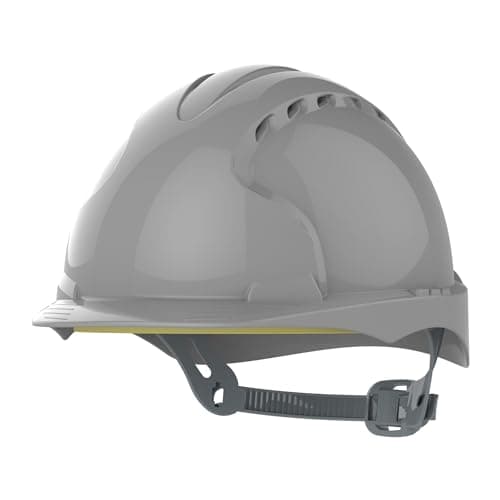 Image of JSP EVO3 Safety Helmet Hard Hat - Vented - Grey - Slip Ratchet Adjustment - Comfortable Adjustable Fabric Harness - Lightweight - For Construction, Building, Civil Engineering & Industry - EN397