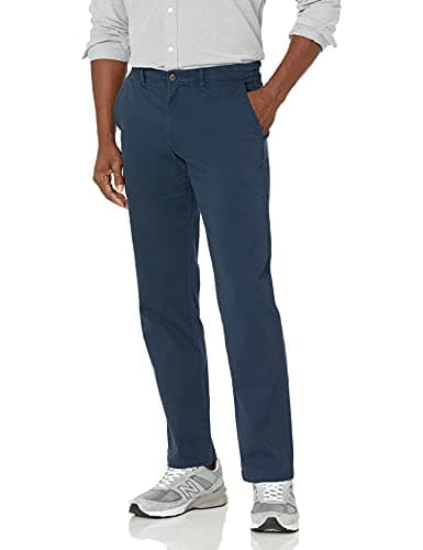 Image of Amazon Essentials Men's Straight-Fit Casual Stretch Chino Trousers, Dark Navy, 28W / 28L