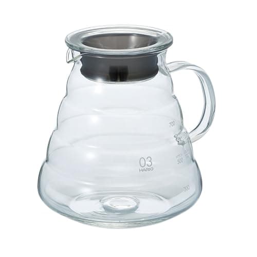 Image of Hario V60 Glass Range Server - Glass Portable Heat Resistant Coffee Pot & Serving Jug With Handle, Clear, 800ml