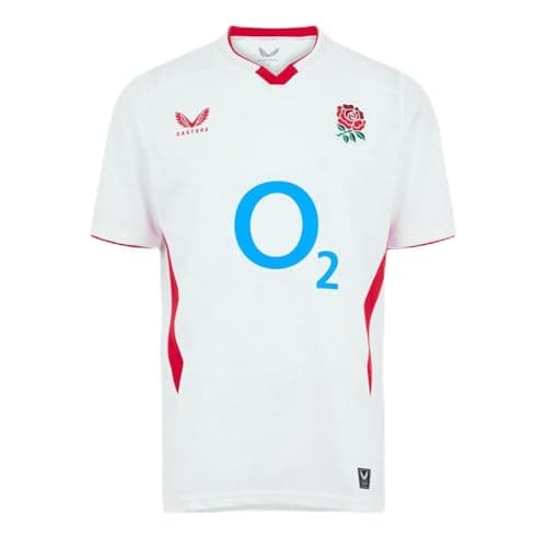 Image of Castore Mens England Rugby Home Shirt 2025 Short Sleeve White/red 3XL