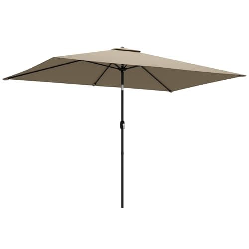 Image of Outsunny 3x2m Garden Parasol, Parasol Umbrella with Crank Handle, Tilt Function, Polyester Canopy, Outdoor Table Umbrella for Patio, Garden, Khaki